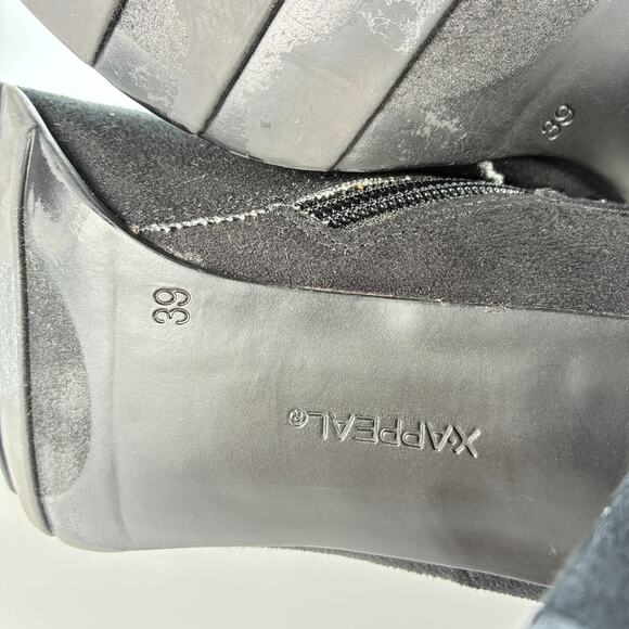 Xappeal Womens Boots Black Suede Side Zip Buckle Cone Heel Womens EU 39 US 6.5 - Picture 2 of 11